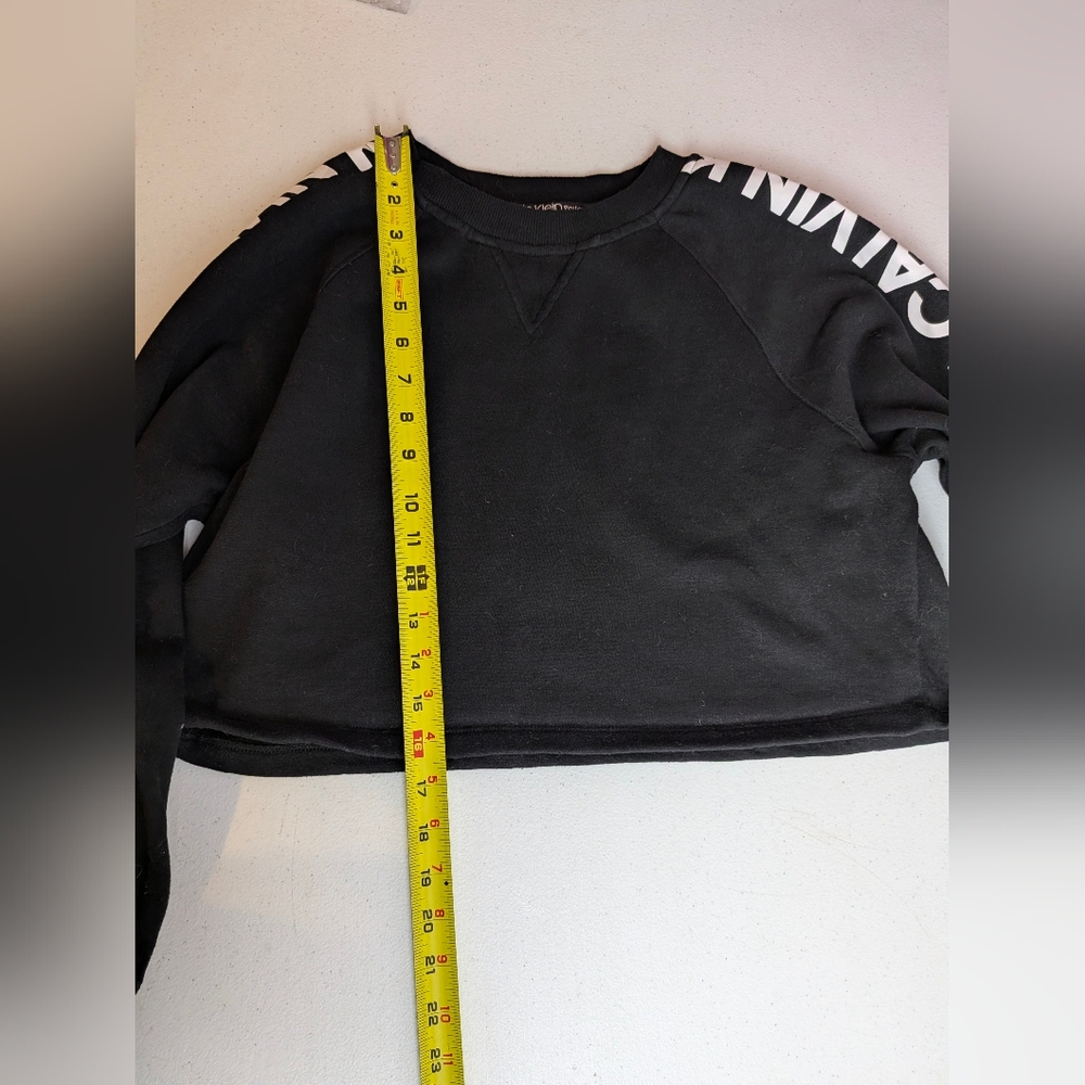 Calvin Klein Women's Black Cropped Performance Sweatshirt Streetwear Spell Out - Picture 10 of 12